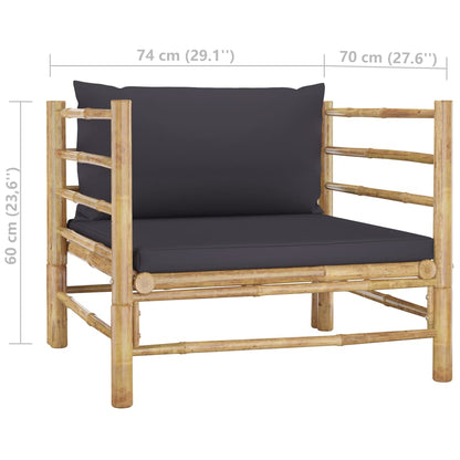6-tlg. Garten-Lounge-Set mit Dunkelgrauen Kissen Bambus - Pazzar.ch