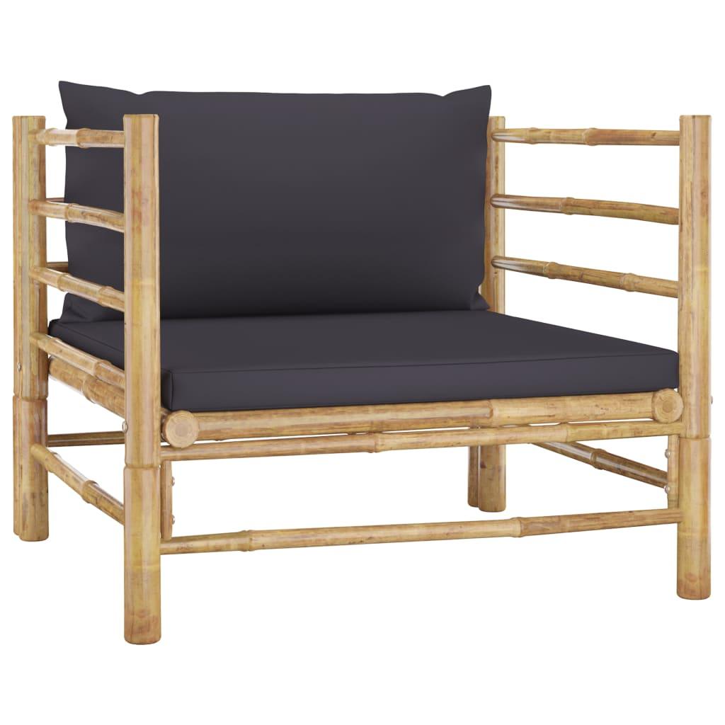 6-tlg. Garten-Lounge-Set mit Dunkelgrauen Kissen Bambus - Pazzar.ch