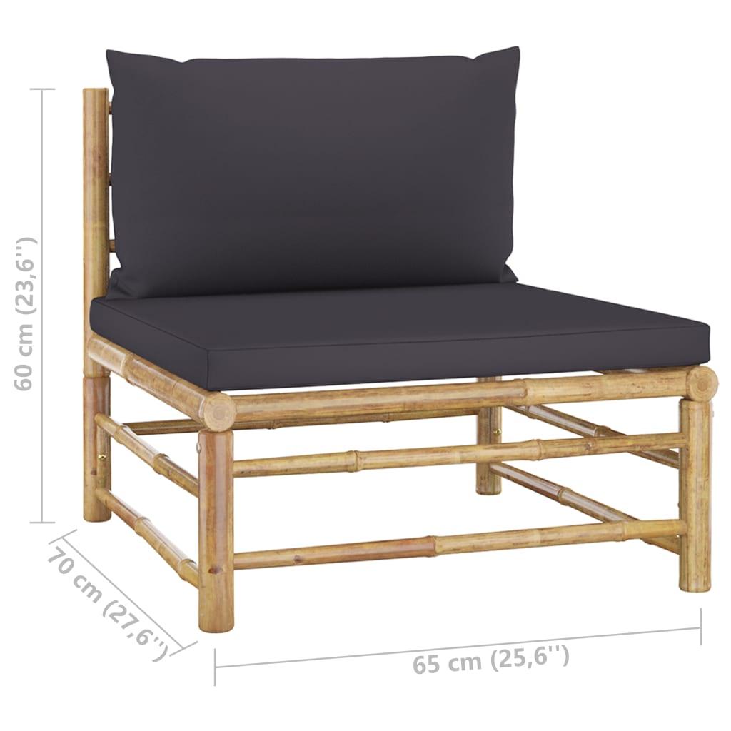 6-tlg. Garten-Lounge-Set mit Dunkelgrauen Kissen Bambus - Pazzar.ch