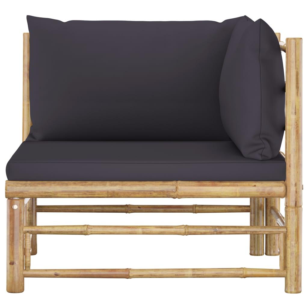 2-tlg. Garten-Lounge-Set mit Dunkelgrauen Kissen Bambus - Pazzar.ch