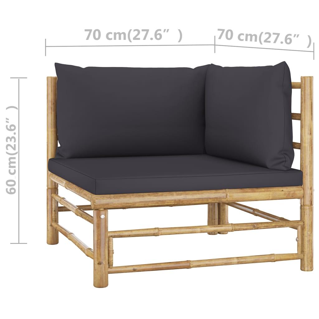 2-tlg. Garten-Lounge-Set mit Dunkelgrauen Kissen Bambus - Pazzar.ch