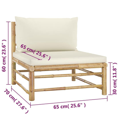 4-tlg. Garten-Lounge-Set mit Cremeweißen Kissen Bambus - Pazzar.ch