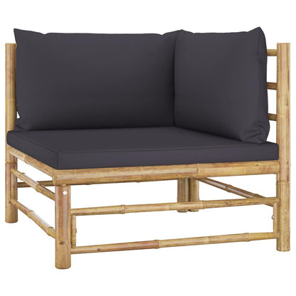 5-tlg. Garten-Lounge-Set mit Dunkelgrauen Kissen Bambus - Pazzar.ch