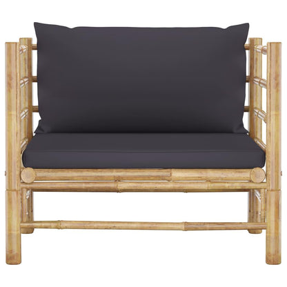 5-tlg. Garten-Lounge-Set mit Dunkelgrauen Kissen Bambus - Pazzar.ch