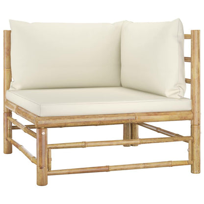 12-tlg. Garten-Lounge-Set mit Cremeweißen Kissen Bambus - Pazzar.ch