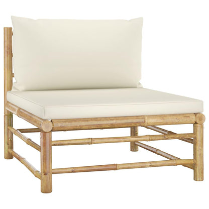12-tlg. Garten-Lounge-Set mit Cremeweißen Kissen Bambus - Pazzar.ch