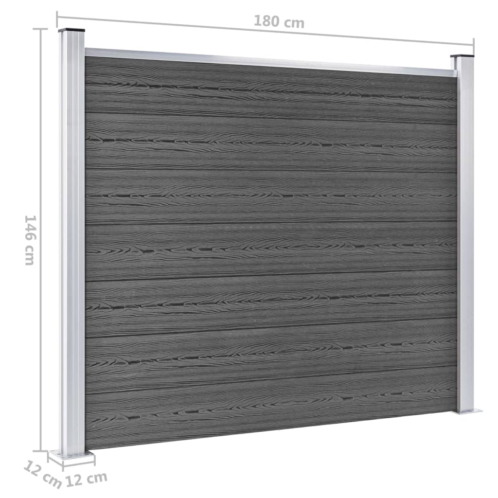 Zaunelement WPC 180x146 cm Schwarz - Pazzar.ch