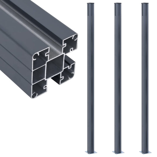 Zaunpfosten 3 Stk. Dunkelgrau 185 cm Aluminium - Pazzar.ch