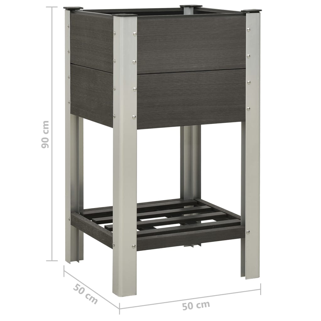 Garten-Hochbeet mit Ablage 50x50x90 cm WPC Grau - Pazzar.ch