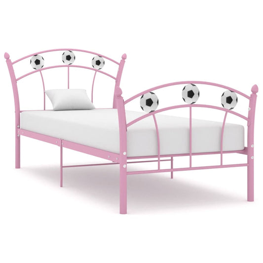 Einzelbett mit Fußball-Design Rosa Metall 90x200 cm - Pazzar.ch