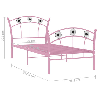 Einzelbett mit Fußball-Design Rosa Metall 90x200 cm - Pazzar.ch