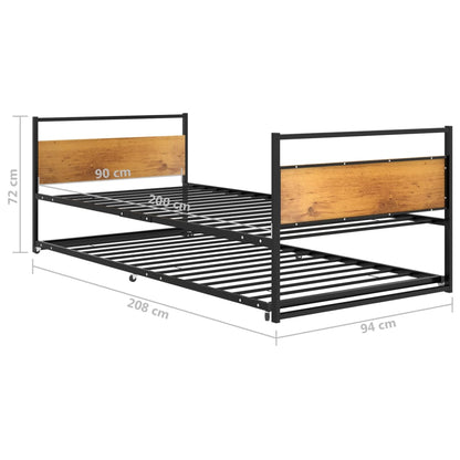 Ausziehbett Schwarz Metall 90x200 cm - Pazzar.ch