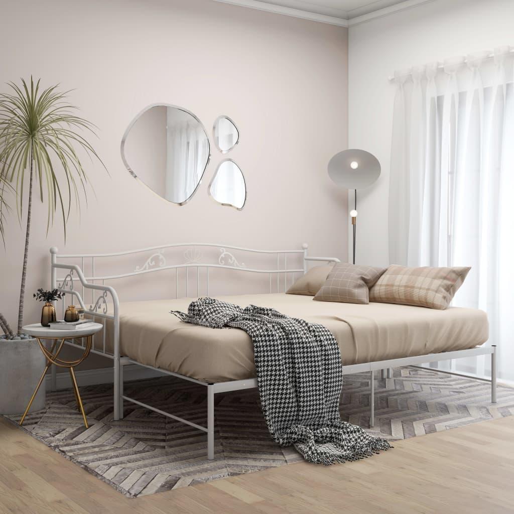 Ausziehsofa Bettgestell Weiß Metall 90x200 cm - Pazzar.ch