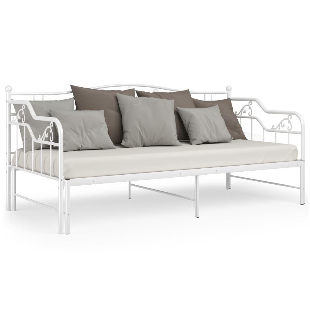 Ausziehsofa Bettgestell Weiß Metall 90x200 cm - Pazzar.ch