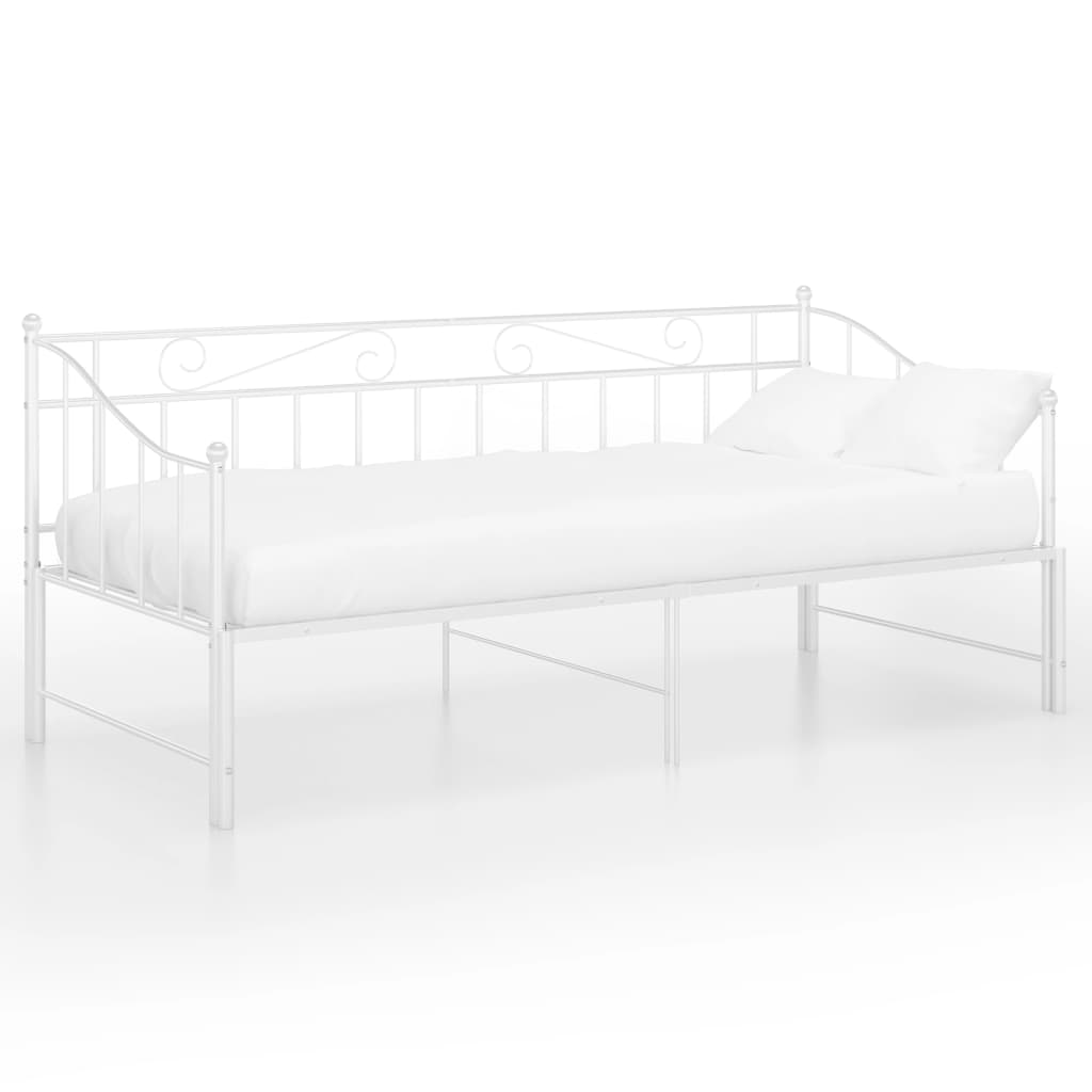Ausziehsofa Bettgestell Weiß Metall 90x200 cm