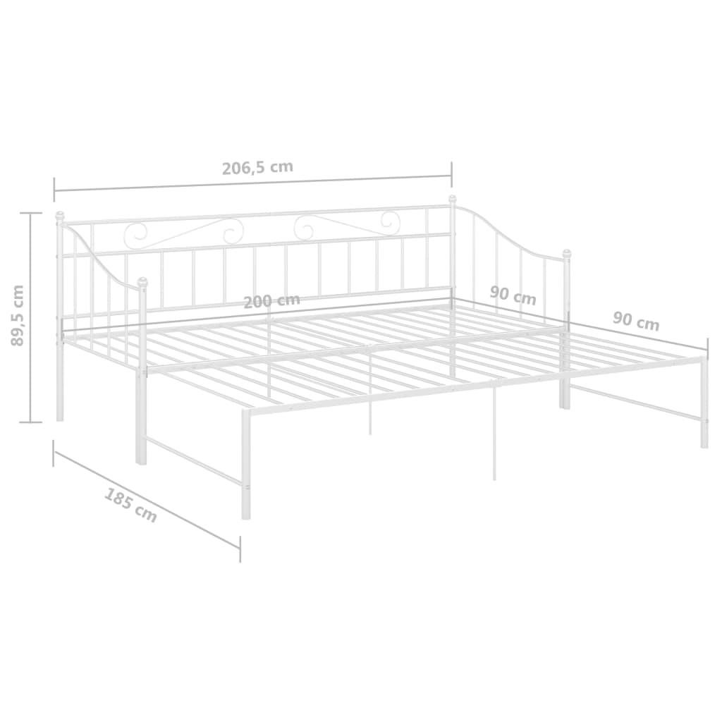 Ausziehsofa Bettgestell Weiß Metall 90x200 cm - Pazzar.ch