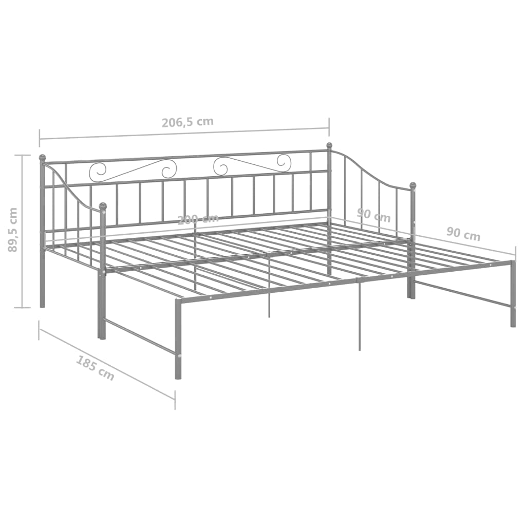 Ausziehsofa Bettgestell Grau Metall 90x200 cm - Pazzar.ch