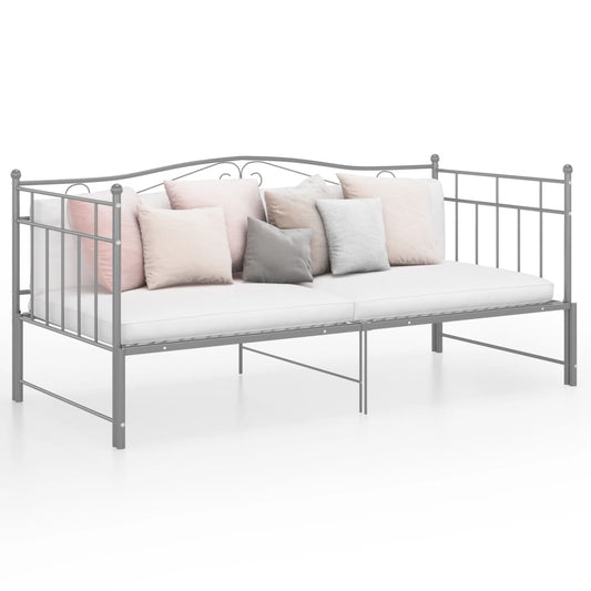 Ausziehsofa Bettgestell Grau Metall 90x200 cm - Pazzar.ch