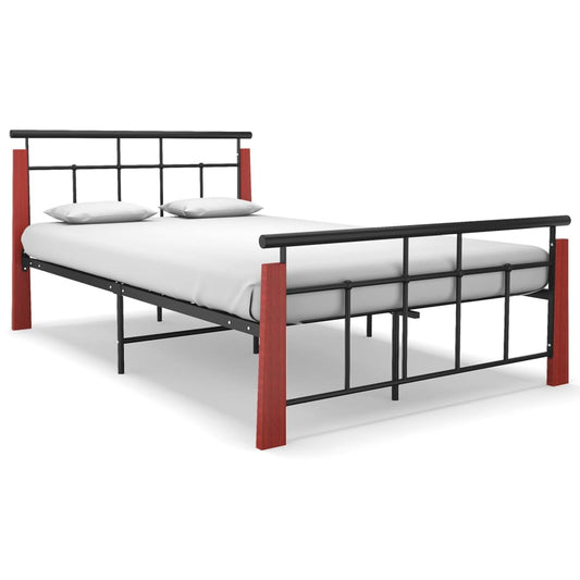 Bettgestell Metall und Massivholz Eiche 120x200 cm - Pazzar.ch