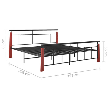 Bettgestell Metall und Massivholz Eiche 180x200 cm - Pazzar.ch