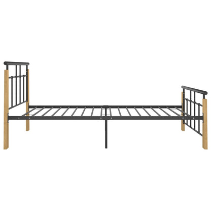 Bettgestell Metall und Massivholz Eiche 90x200 cm - Pazzar.ch