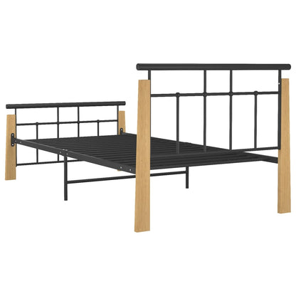 Bettgestell Metall und Massivholz Eiche 90x200 cm - Pazzar.ch