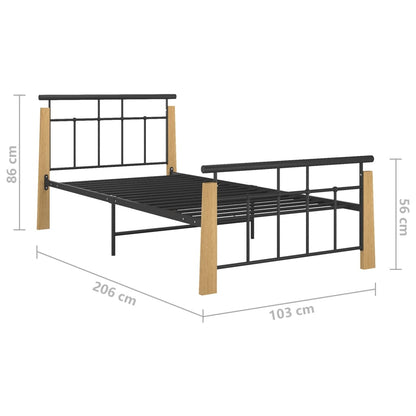 Bettgestell Metall und Massivholz Eiche 90x200 cm - Pazzar.ch