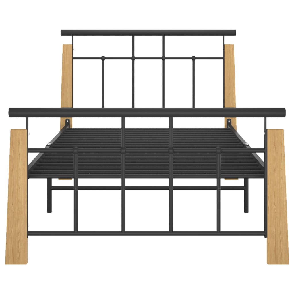 Bettgestell Metall und Massivholz Eiche 100x200 cm - Pazzar.ch