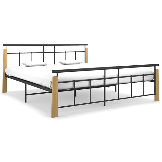Bettgestell Metall und Massivholz Eiche 180x200 cm - Pazzar.ch