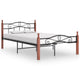 Bettgestell Schwarz Metall und Massivholz Eiche 120x200 cm