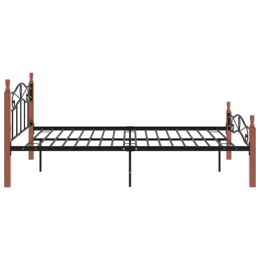 Bettgestell Schwarz Metall und Massivholz Eiche 120x200 cm - Pazzar.ch