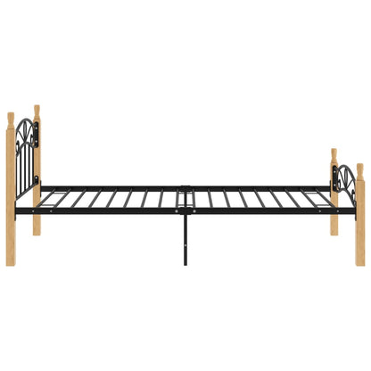 Bettgestell Schwarz Metall und Massivholz Eiche 100x200 cm - Pazzar.ch