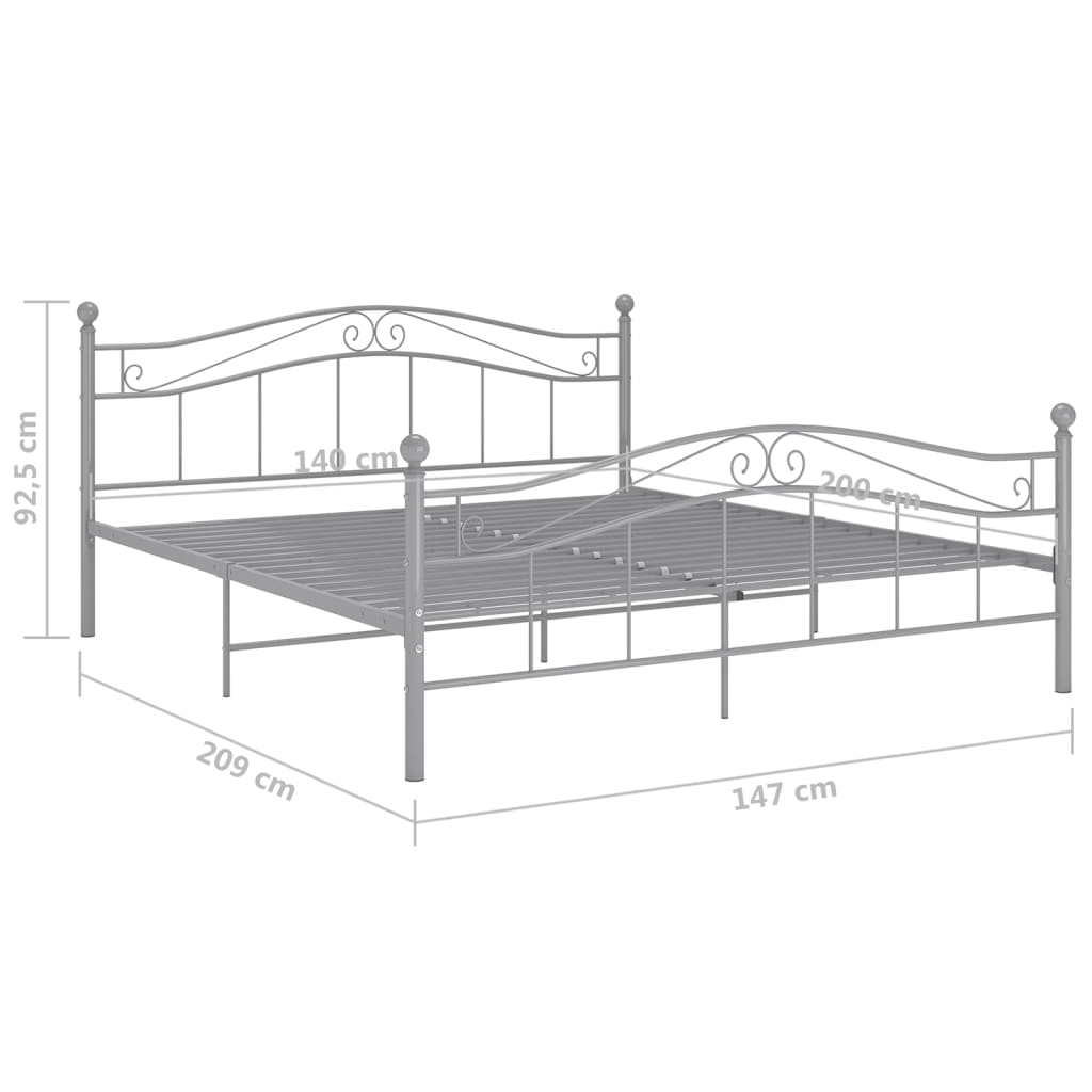 Bett Grau Metall 140x200 cm - Pazzar.ch