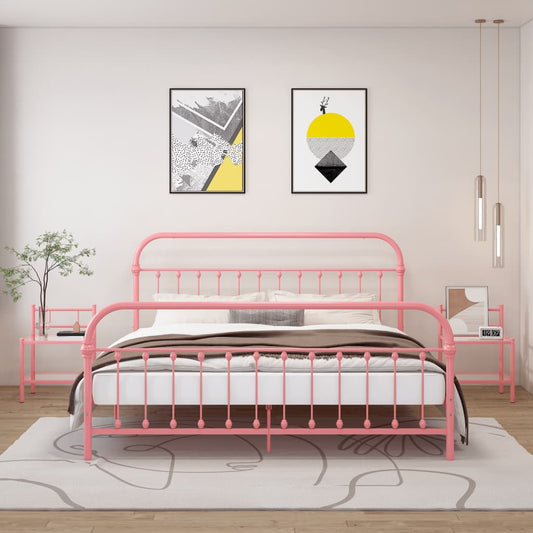 Nachttische 2 Stk. Rosa Transparent Metall und Glas - Pazzar.ch