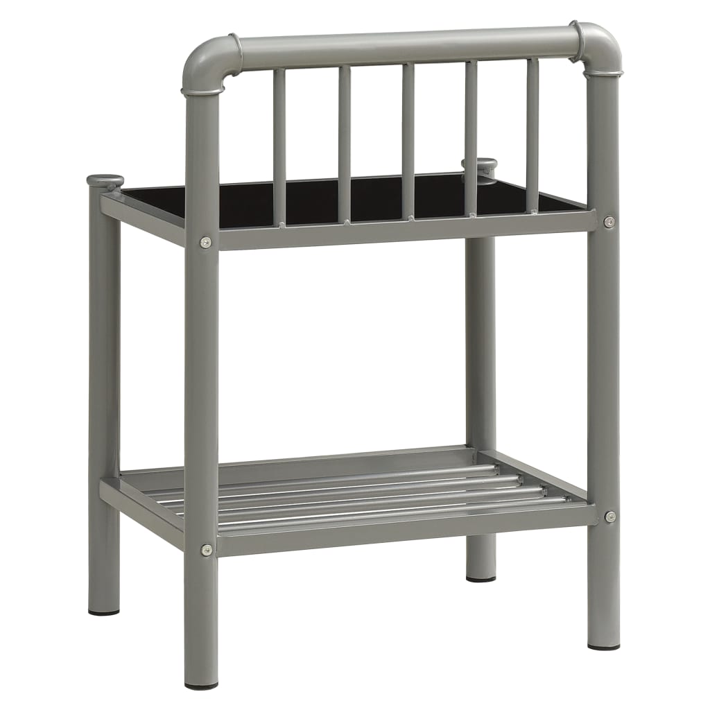 Nachttische 2 Stk. Grau und Schwarz Metall und Glas - Pazzar.ch