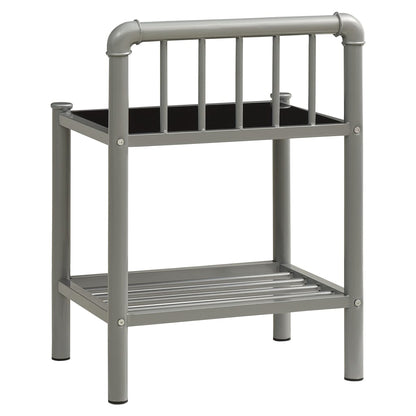 Nachttische 2 Stk. Grau und Schwarz Metall und Glas - Pazzar.ch