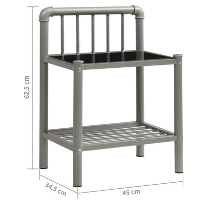 Nachttische 2 Stk. Grau und Schwarz Metall und Glas - Pazzar.ch