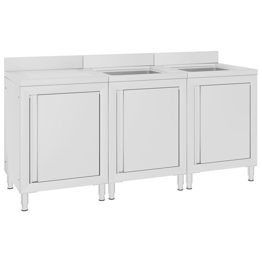 Gastro-Spülenunterschrank 180x60x96 cm Edelstahl - Pazzar.ch
