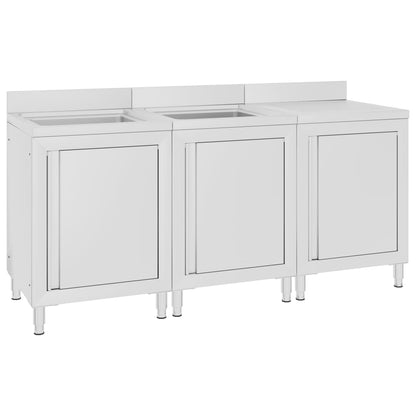 Gastro-Spülenunterschrank 180x60x96 cm Edelstahl - Pazzar.ch
