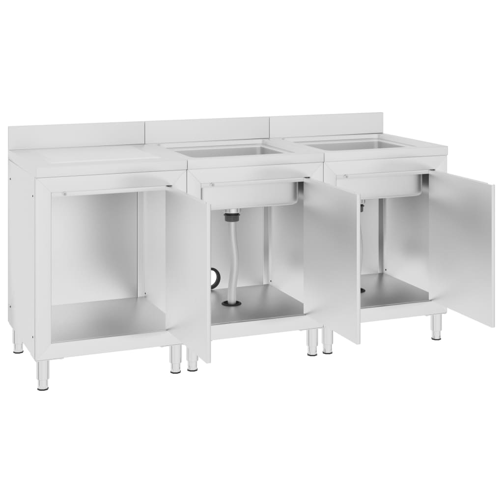 Gastro-Spülenunterschrank 180x60x96 cm Edelstahl - Pazzar.ch