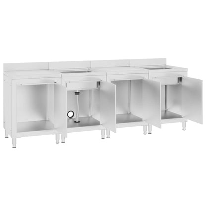 Gastro-Spülenunterschrank 240x60x96 cm Edelstahl - Pazzar.ch