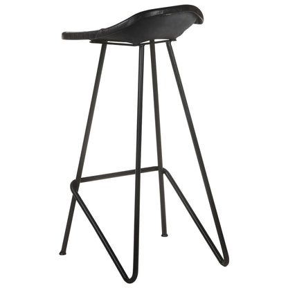 Barhocker 2 Stk. Schwarz Echtleder - Pazzar.ch