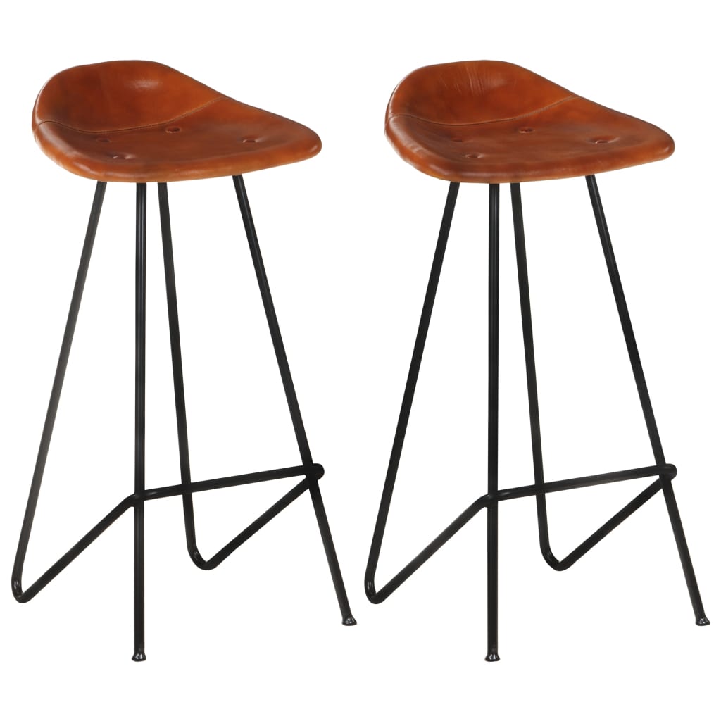 Barhocker 2 Stk. Braun Echtleder - Pazzar.ch