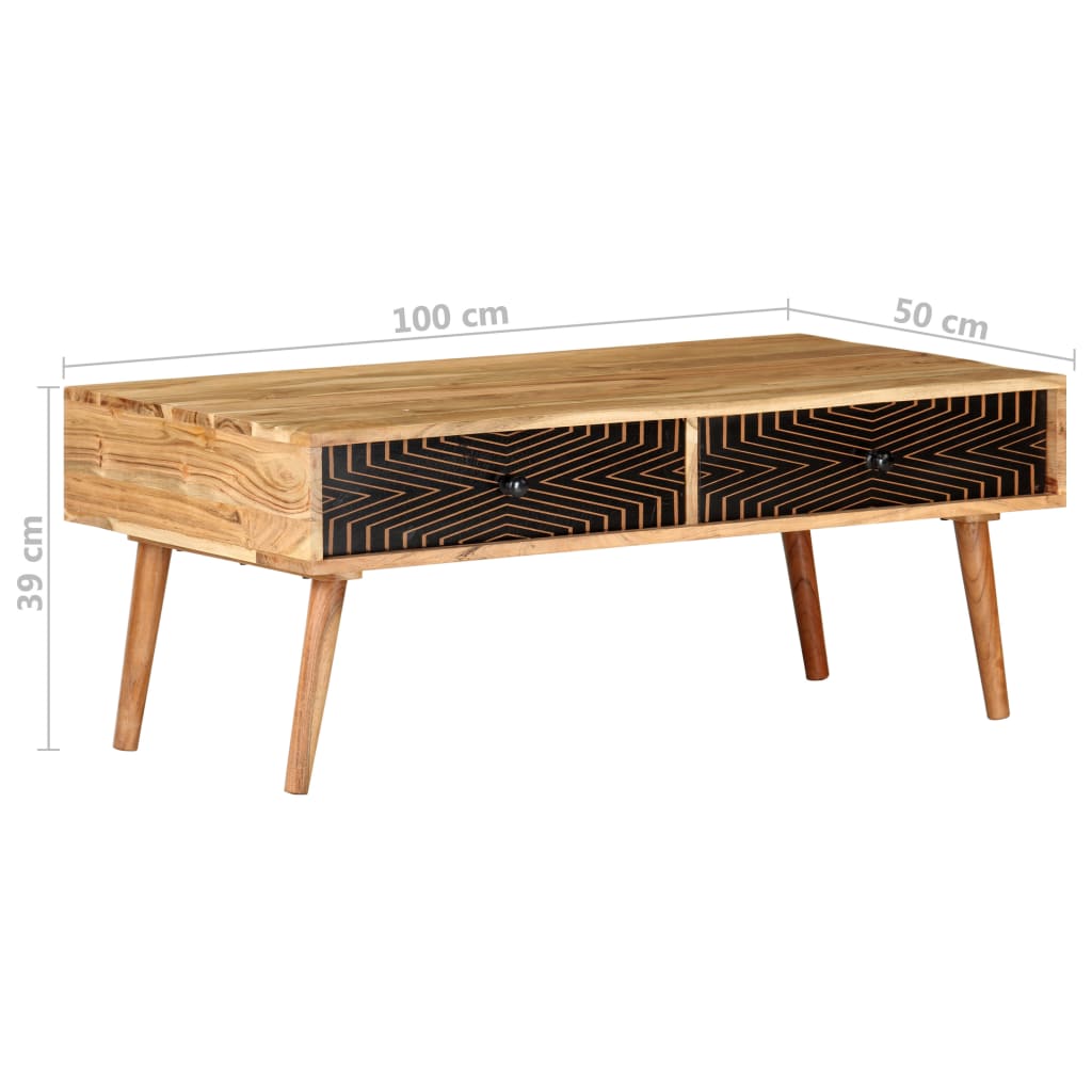 Couchtisch 100x50x39 cm Massivholz Akazie - Pazzar.ch