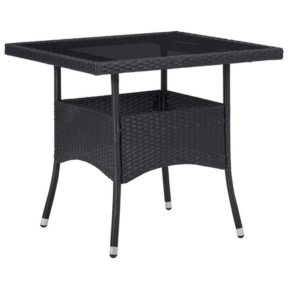 5-tlg. Garten-Essgruppe Schwarz Poly Rattan und Akazienholz - Pazzar.ch