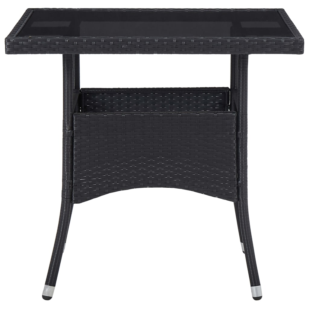 5-tlg. Garten-Essgruppe Schwarz Poly Rattan und Akazienholz - Pazzar.ch