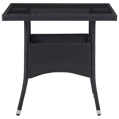 5-tlg. Garten-Essgruppe Schwarz Poly Rattan und Akazienholz - Pazzar.ch