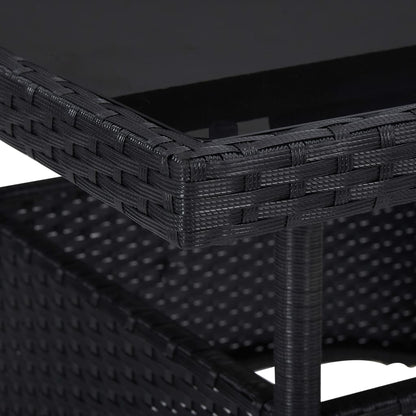 5-tlg. Garten-Essgruppe Schwarz Poly Rattan und Akazienholz - Pazzar.ch