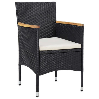 5-tlg. Garten-Essgruppe Schwarz Poly Rattan und Akazienholz - Pazzar.ch