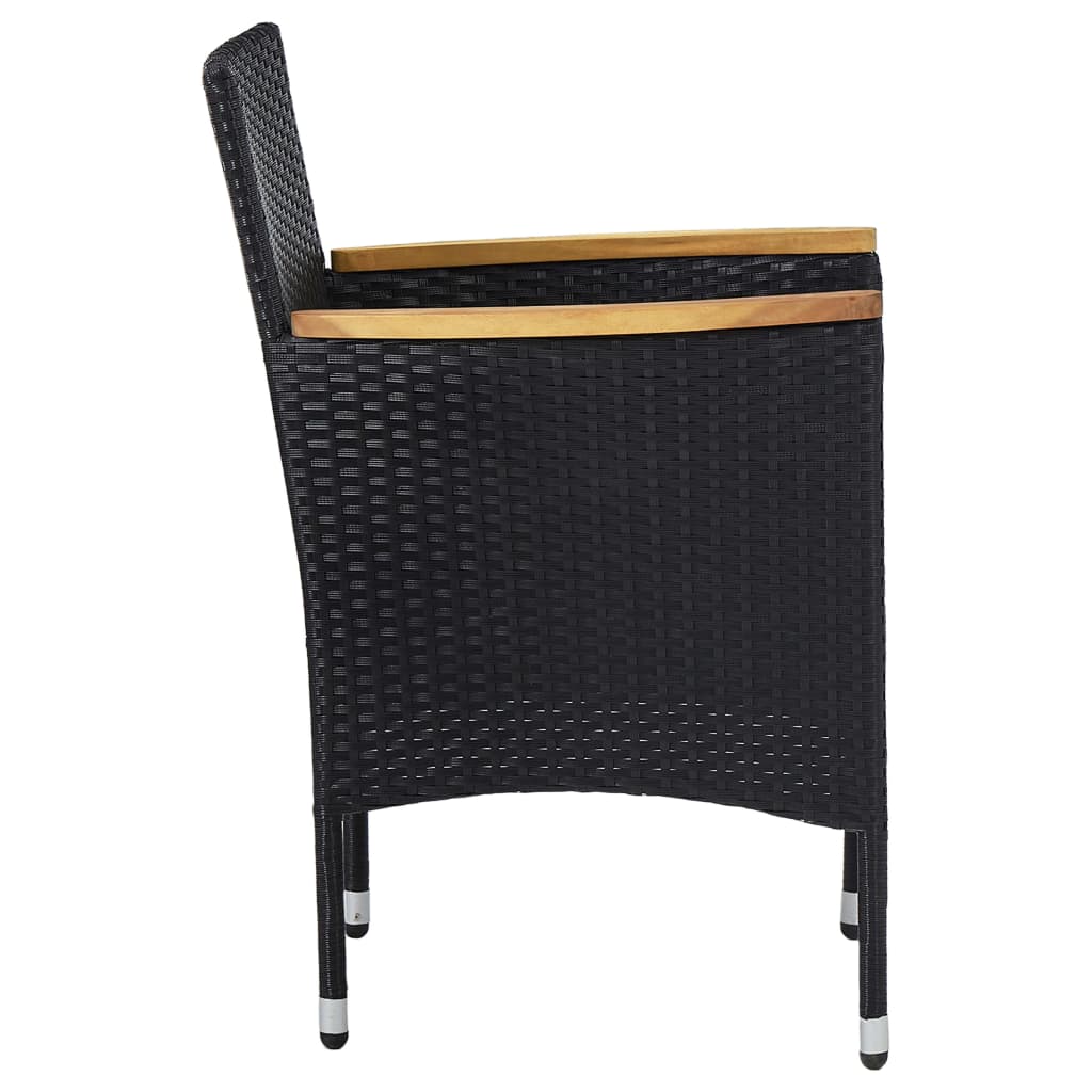 5-tlg. Garten-Essgruppe Schwarz Poly Rattan und Akazienholz - Pazzar.ch